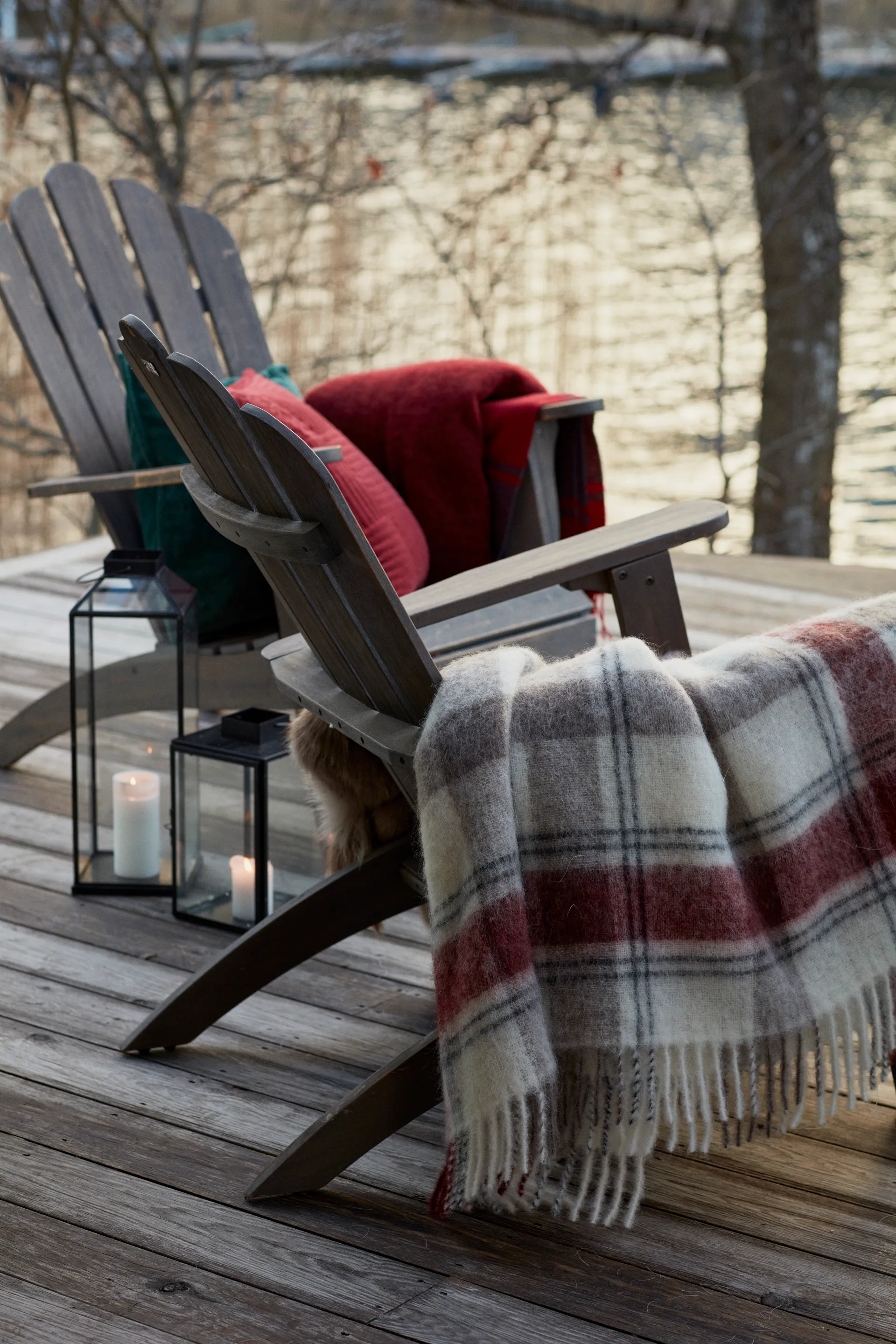 Checked Mohair Mix plaid 130x170 cm, Red-beige-white Lexington