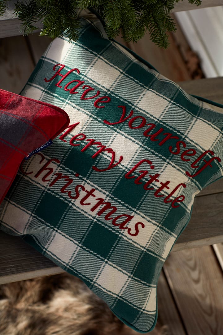 Checked Organic Cotton Flannel kussenhoes 50x50 cm, Merry Little Christmas Lexington