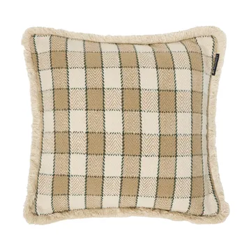Checked organic cotton fringe kussenhoes - Beige-light beige-green - Lexington