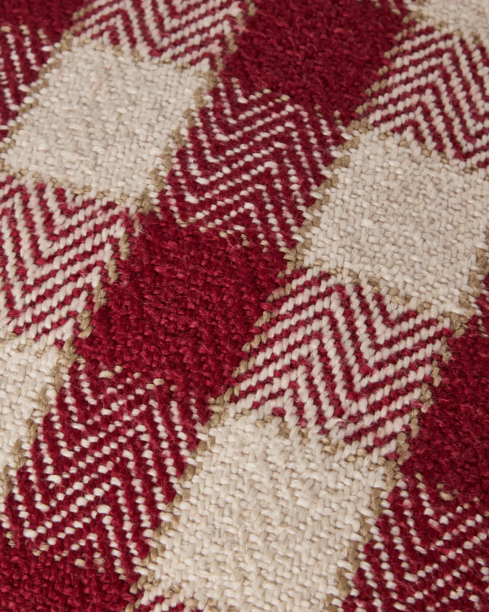 Checked organic cotton fringe kussenhoes, Red-light beige-beige Lexington