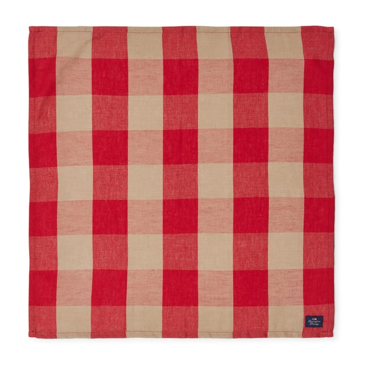 Checked Organic Cotton Linen servet 50x50 cm - Red-beige - Lexington