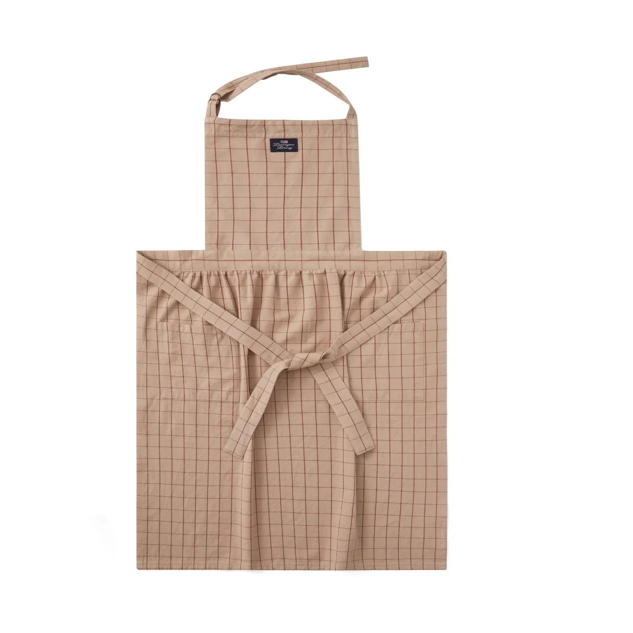 Checked Organic Cotton Oxford schort, Beige-red Lexington