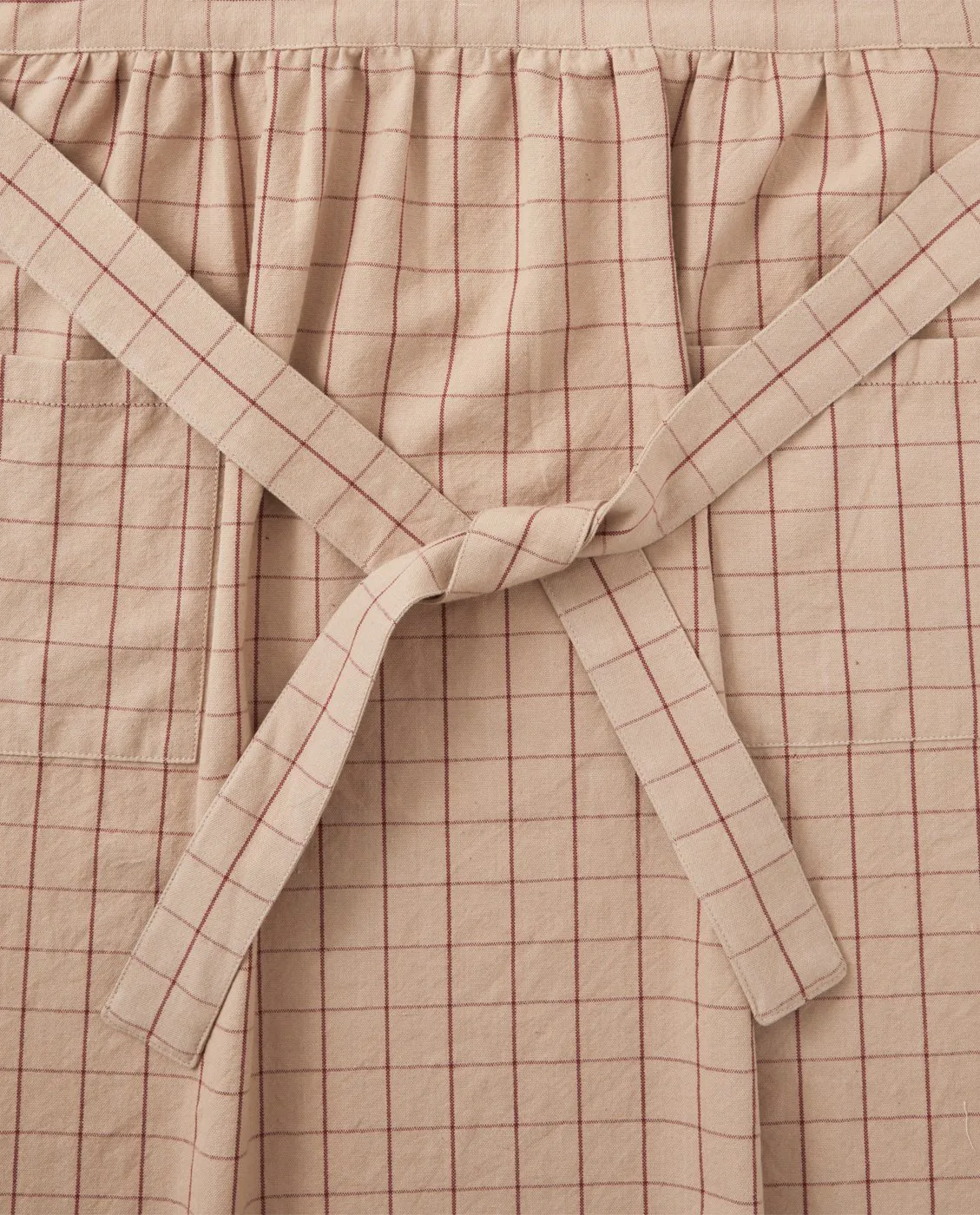 Checked Organic Cotton Oxford schort, Beige-red Lexington