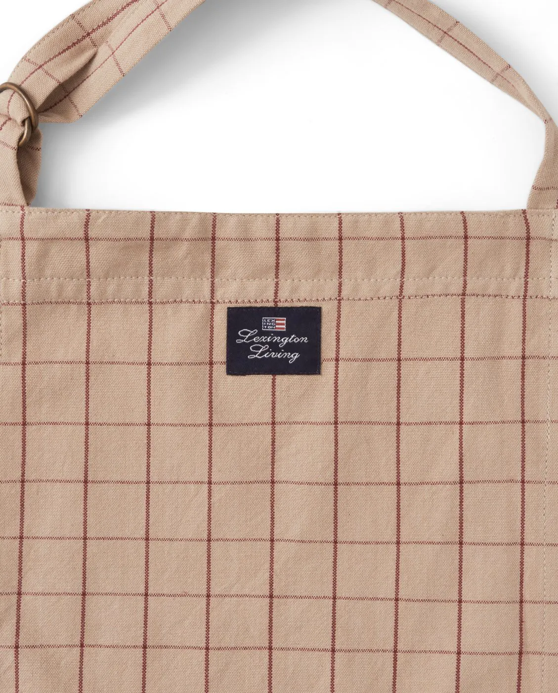 Checked Organic Cotton Oxford schort, Beige-red Lexington