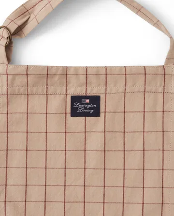 Checked Organic Cotton Oxford schort - Beige-red - Lexington