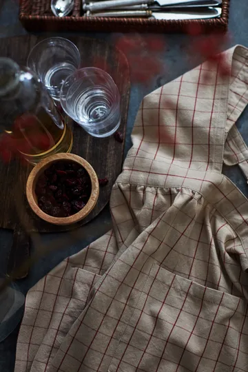 Checked Organic Cotton Oxford schort - Beige-red - Lexington