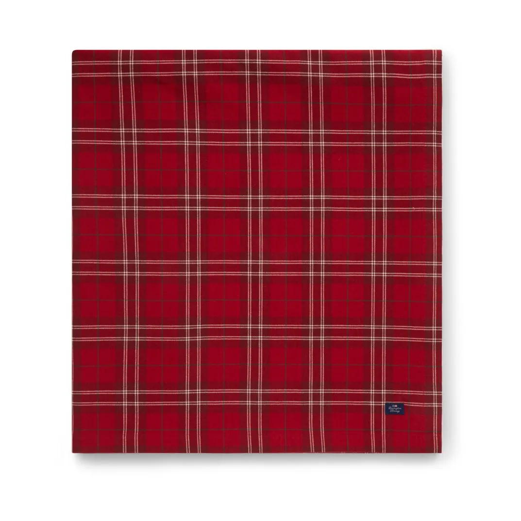 Checked Organic Cotton Oxford tafelkleed 150x250 cm, Red-beige-green Lexington