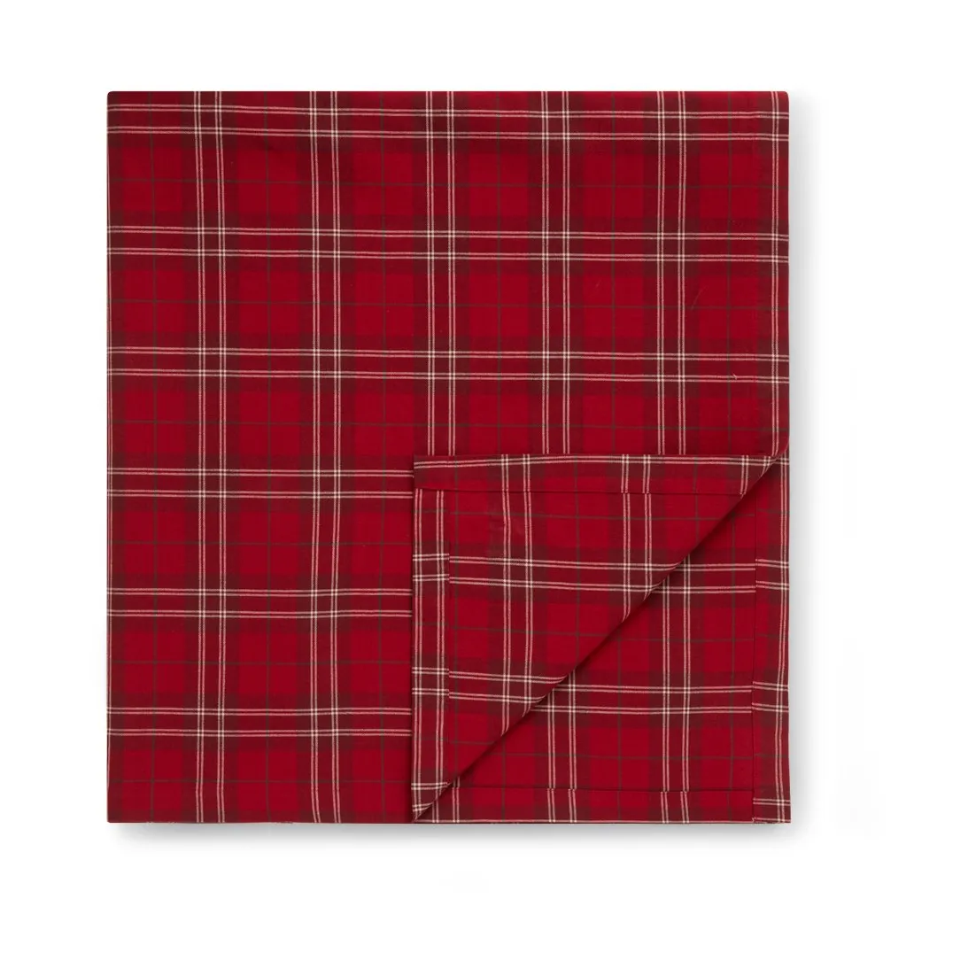 Checked Organic Cotton Oxford tafelkleed 150x250 cm, Red-beige-green Lexington