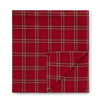 Checked Organic Cotton Oxford tafelkleed 150x250 cm - Red-beige-green - Lexington