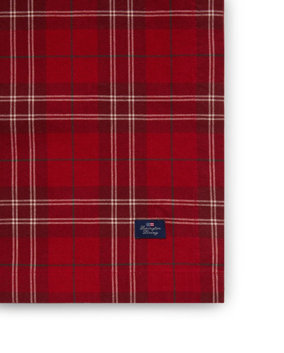 Checked Organic Cotton Oxford tafelkleed 150x250 cm, Red-beige-green Lexington