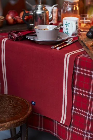 Checked Organic Cotton Oxford tafelkleed 150x250 cm - Red-beige-green - Lexington
