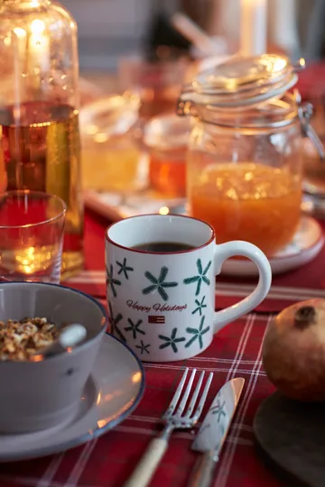 Checked Organic Cotton Oxford tafelkleed 180x180 cm - Red-beige-green - Lexington