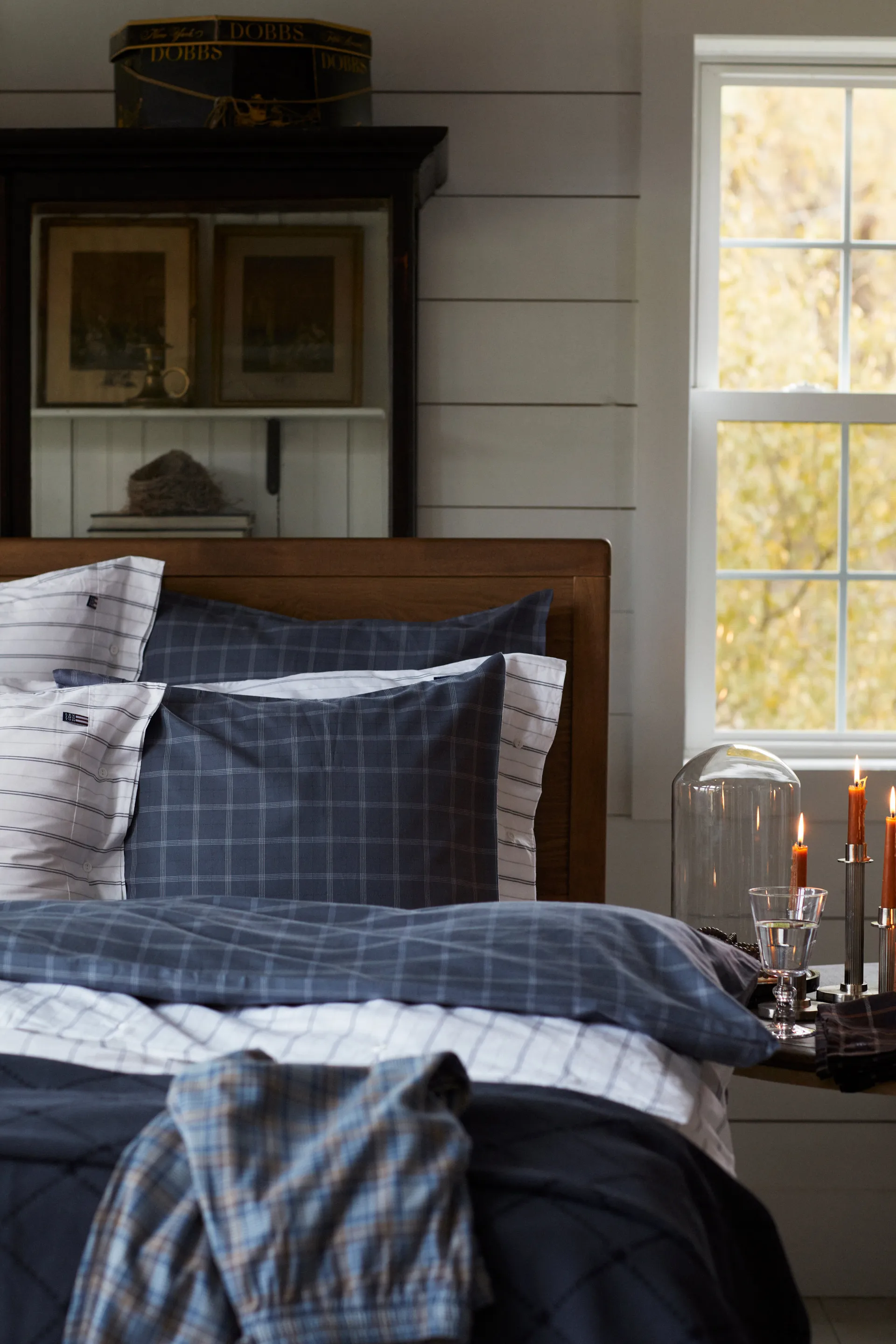 Checked Pinpoint Oxford kussensloop 50x60 cm, Dove Lexington