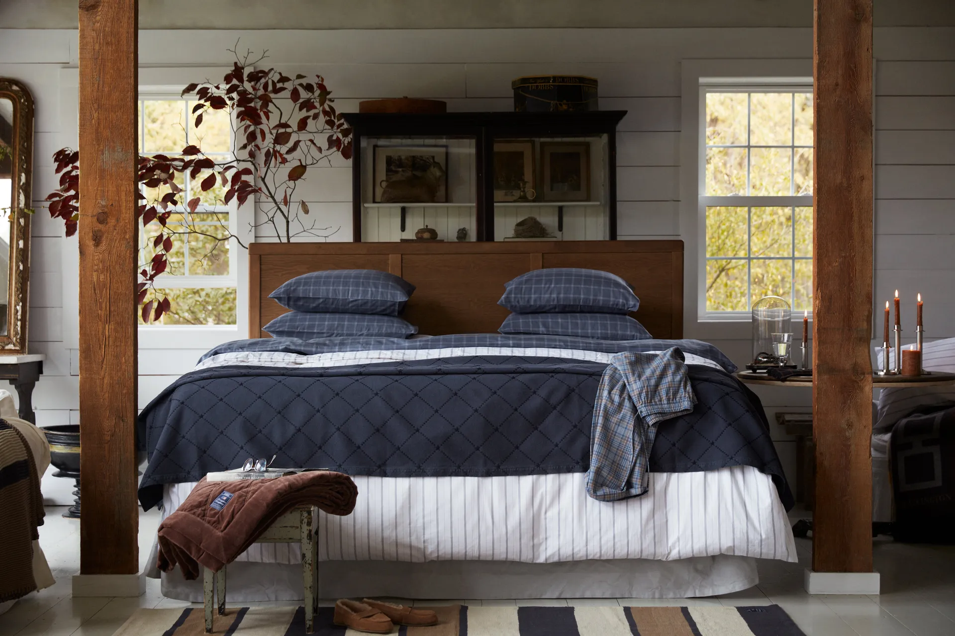 Checked Pinpoint Oxford kussensloop 50x60 cm, Dove Lexington