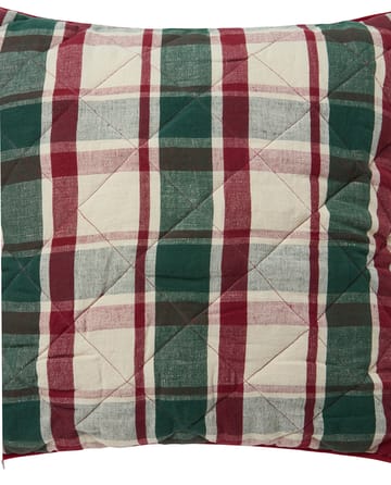 Checked quilted linnen/katoenen kussenhoes 50x50 cm - Green-red-beige - Lexington