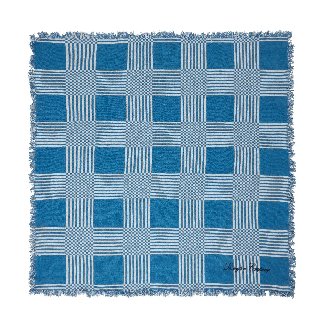 Checked Recycled Cotton picknickdeken 150x150 cm, Blue Lexington