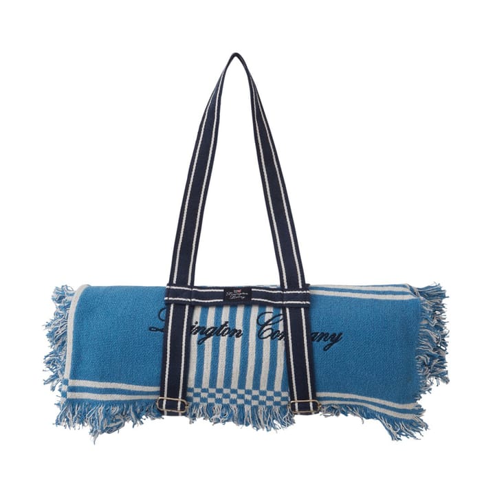 Checked Recycled Cotton picknickdeken 150x150 cm, Blue Lexington