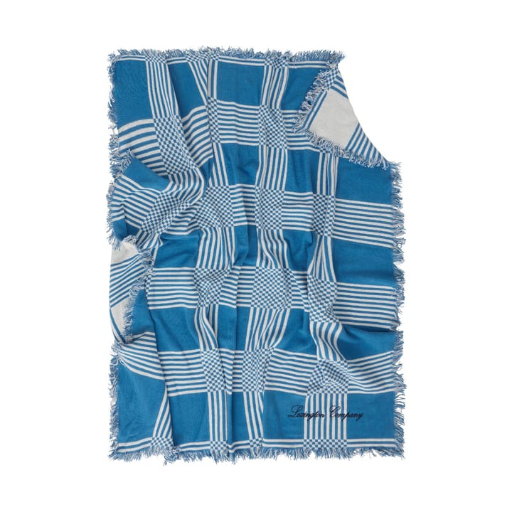 Checked Recycled Cotton picknickdeken 150x150 cm, Blue Lexington