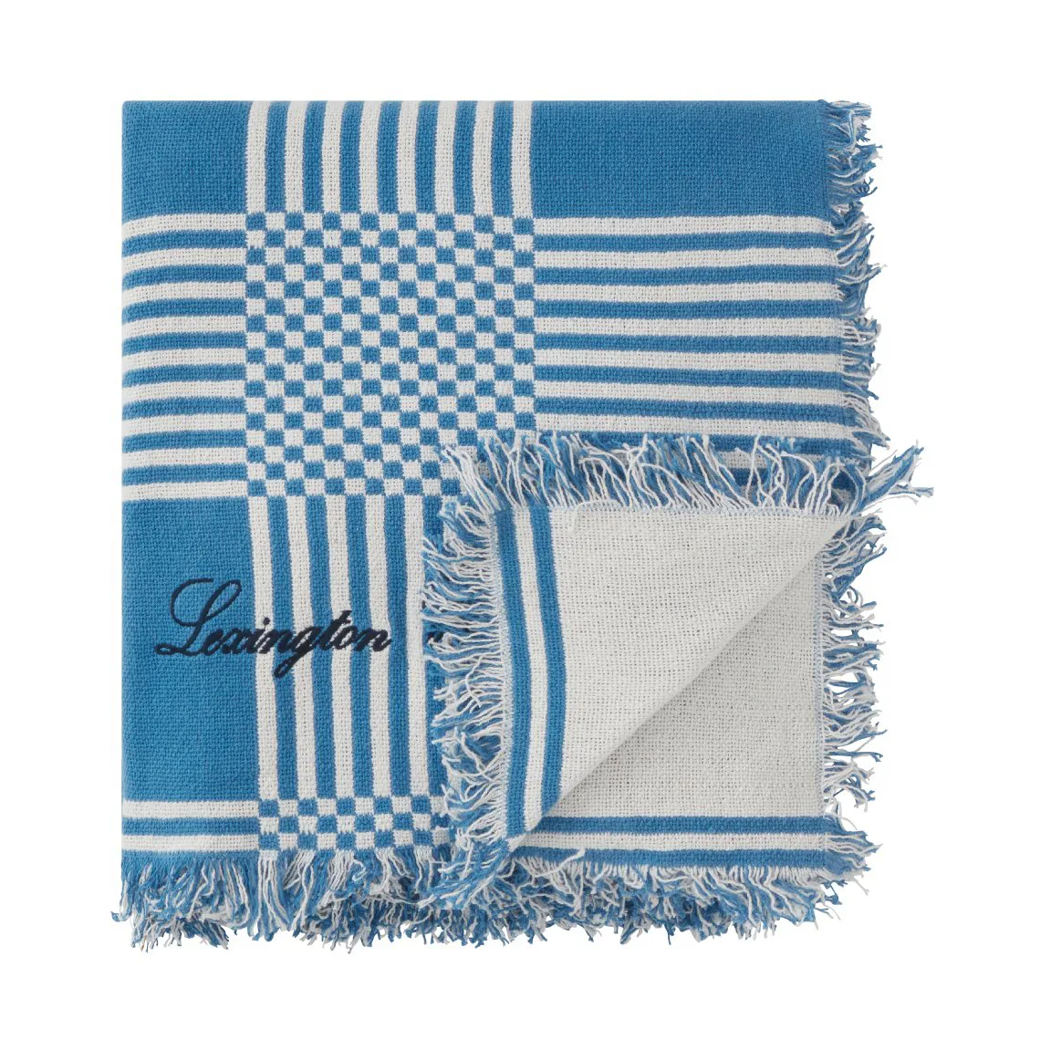 Checked Recycled Cotton picknickdeken 150x150 cm, Blue Lexington