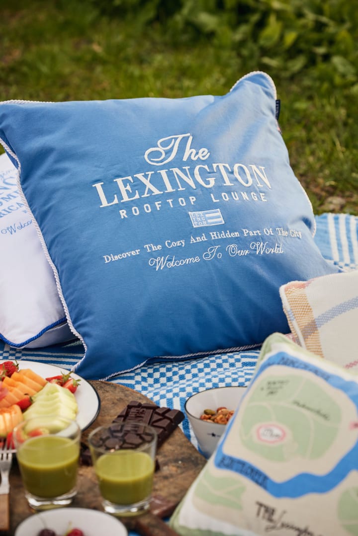 Checked Recycled Cotton picknickdeken 150x150 cm, Blue Lexington