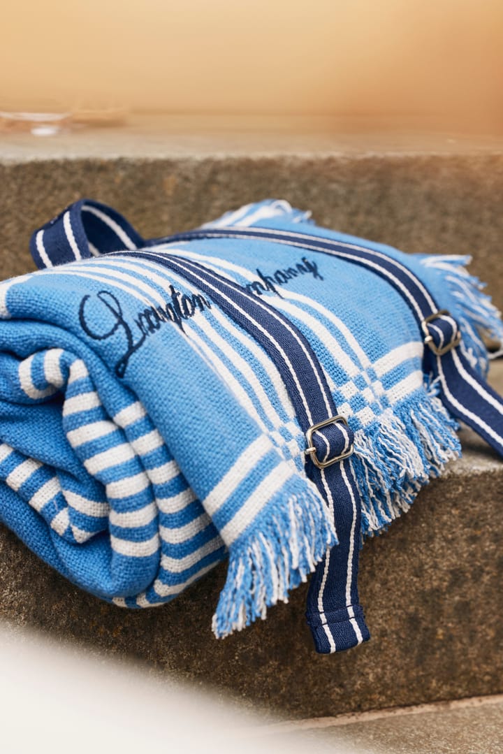 Checked Recycled Cotton picknickdeken 150x150 cm, Blue Lexington