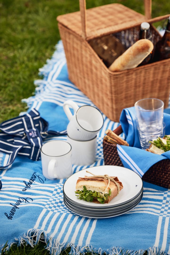 Checked Recycled Cotton picknickdeken 150x150 cm, Blue Lexington