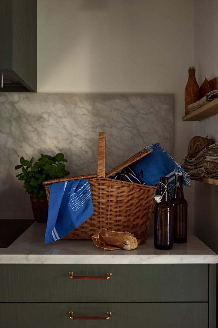 Checked Recycled Cotton picknickdeken 150x150 cm, Blue Lexington