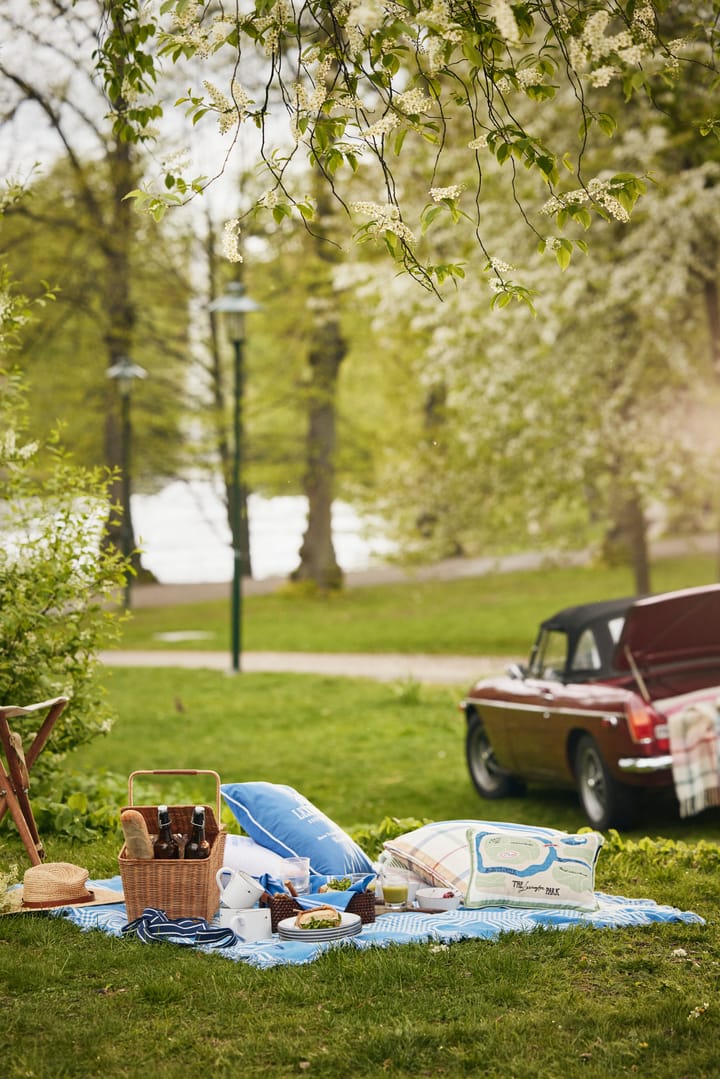 Checked Recycled Cotton picknickdeken 150x150 cm, Blue Lexington