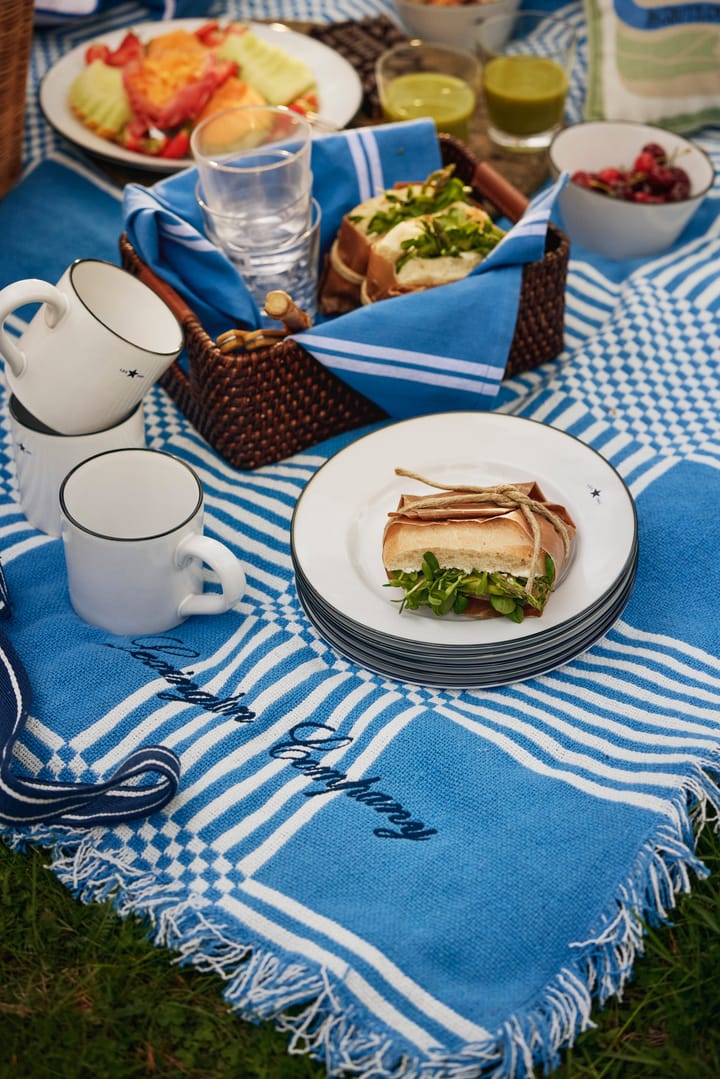 Checked Recycled Cotton picknickdeken 150x150 cm, Blue Lexington