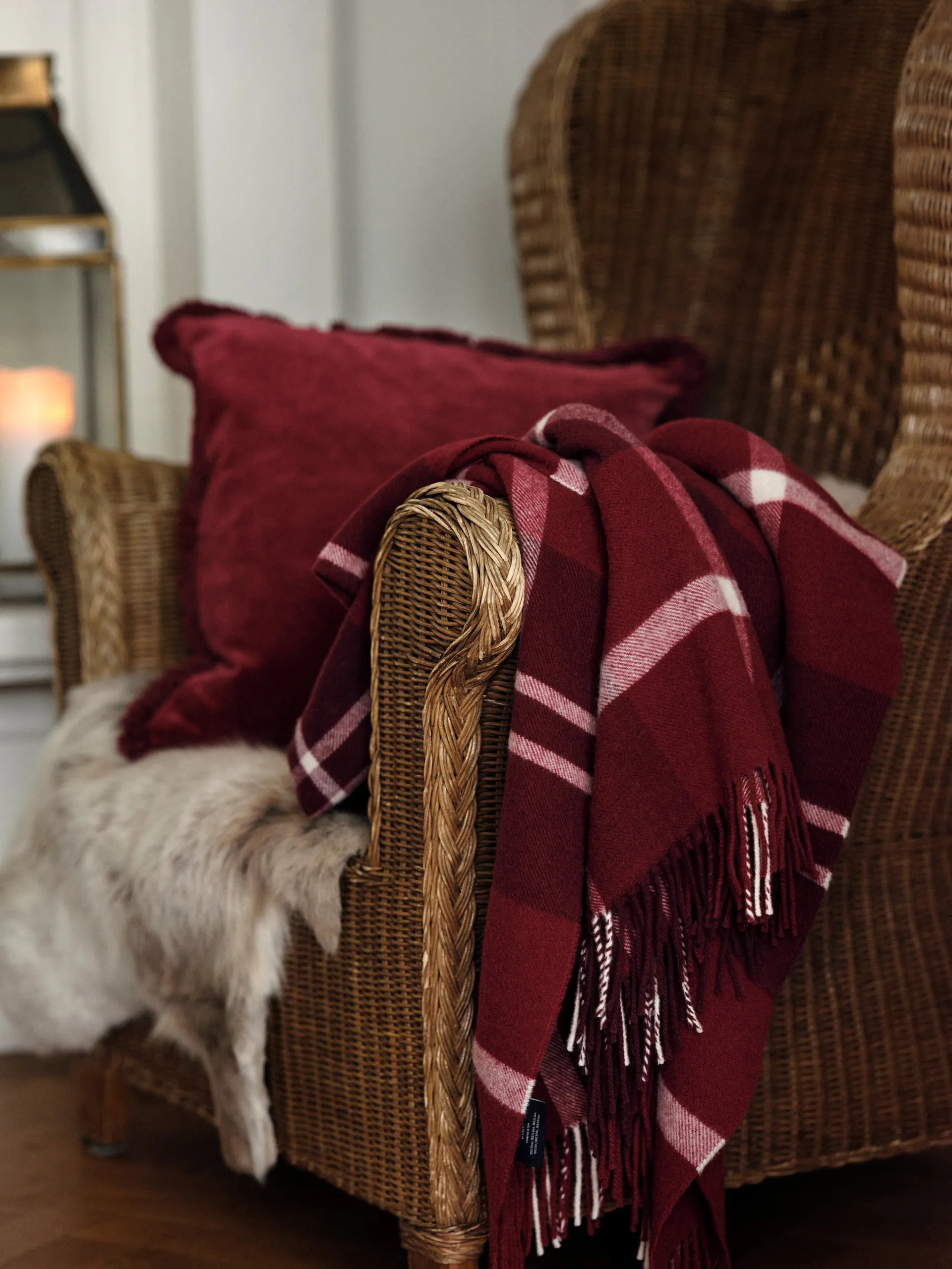 Checked Recycled plaid 130x170 cm, Rood-wit Lexington