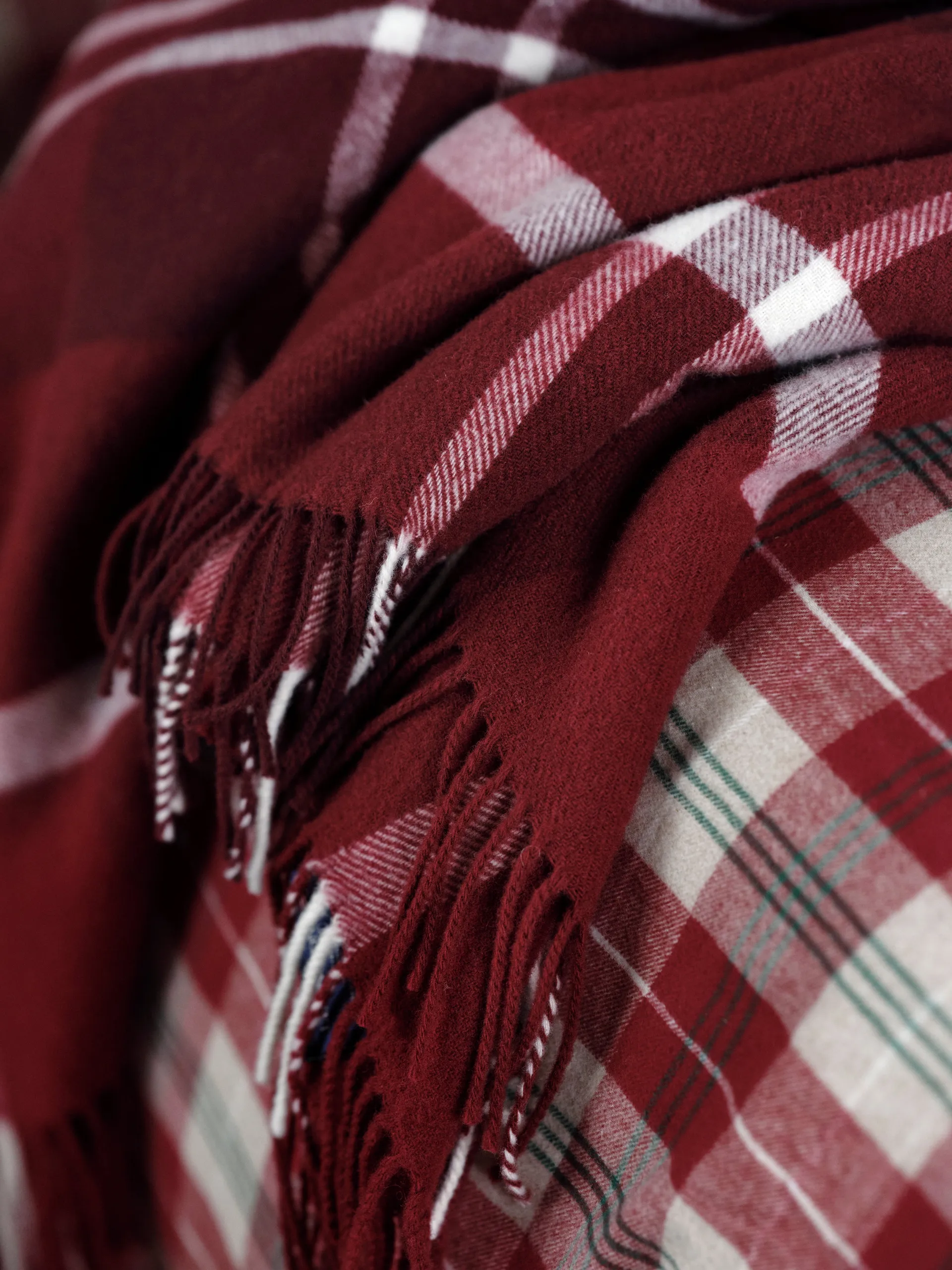 Checked Recycled plaid 130x170 cm, Rood-wit Lexington