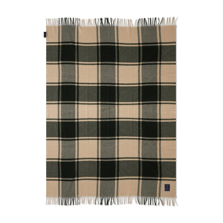 Checked Recycled wollen plaid 130x170 cm - Green-beige - Lexington