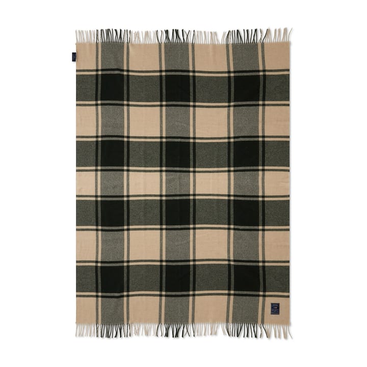 Checked Recycled wollen plaid 130x170 cm - Green-beige - Lexington