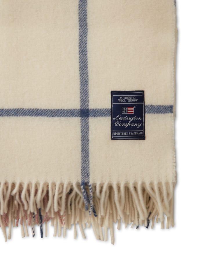 Checked Recycled wollen plaid 130x170 cm, Offwhite-groen-roze Lexington