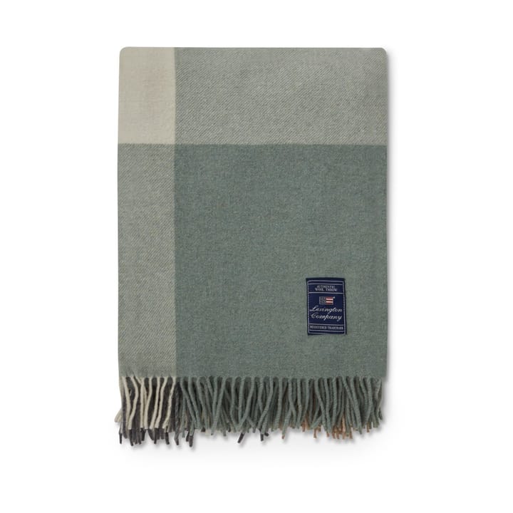 Checked Recycled Wool plaid 130x170 cm, Beige-green-white Lexington