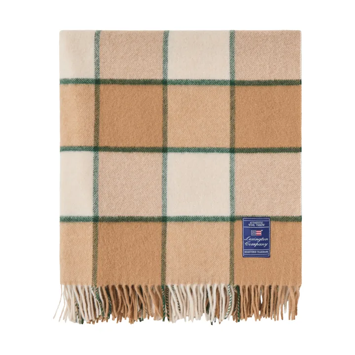Checked Recycled Wool plaid 130x170 cm - Beige-Light beige-green - Lexington