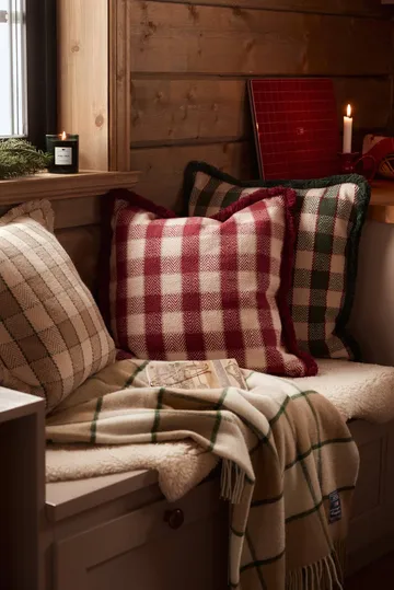 Checked Recycled Wool plaid 130x170 cm - Beige-Light beige-green - Lexington