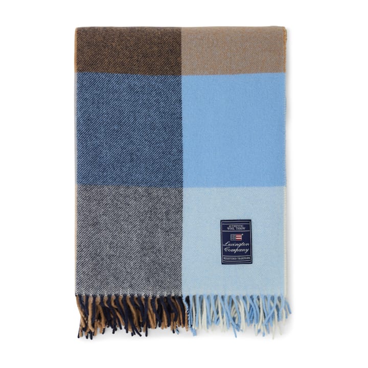 Checked Recycled Wool plaid 130x170 cm - Blue-mid brown - Lexington