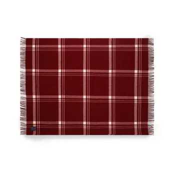 Checked Recycled Wool plaid 130x170 cm - Red-white - Lexington