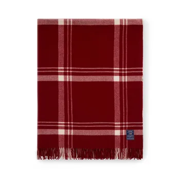 Checked Recycled Wool plaid 130x170 cm - Red-white - Lexington