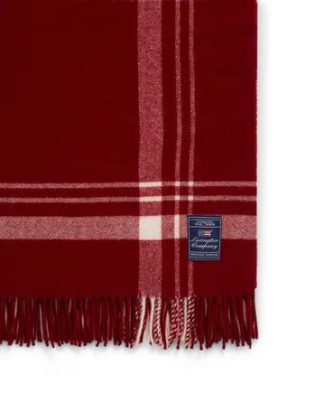 Checked Recycled Wool plaid 130x170 cm - Red-white - Lexington