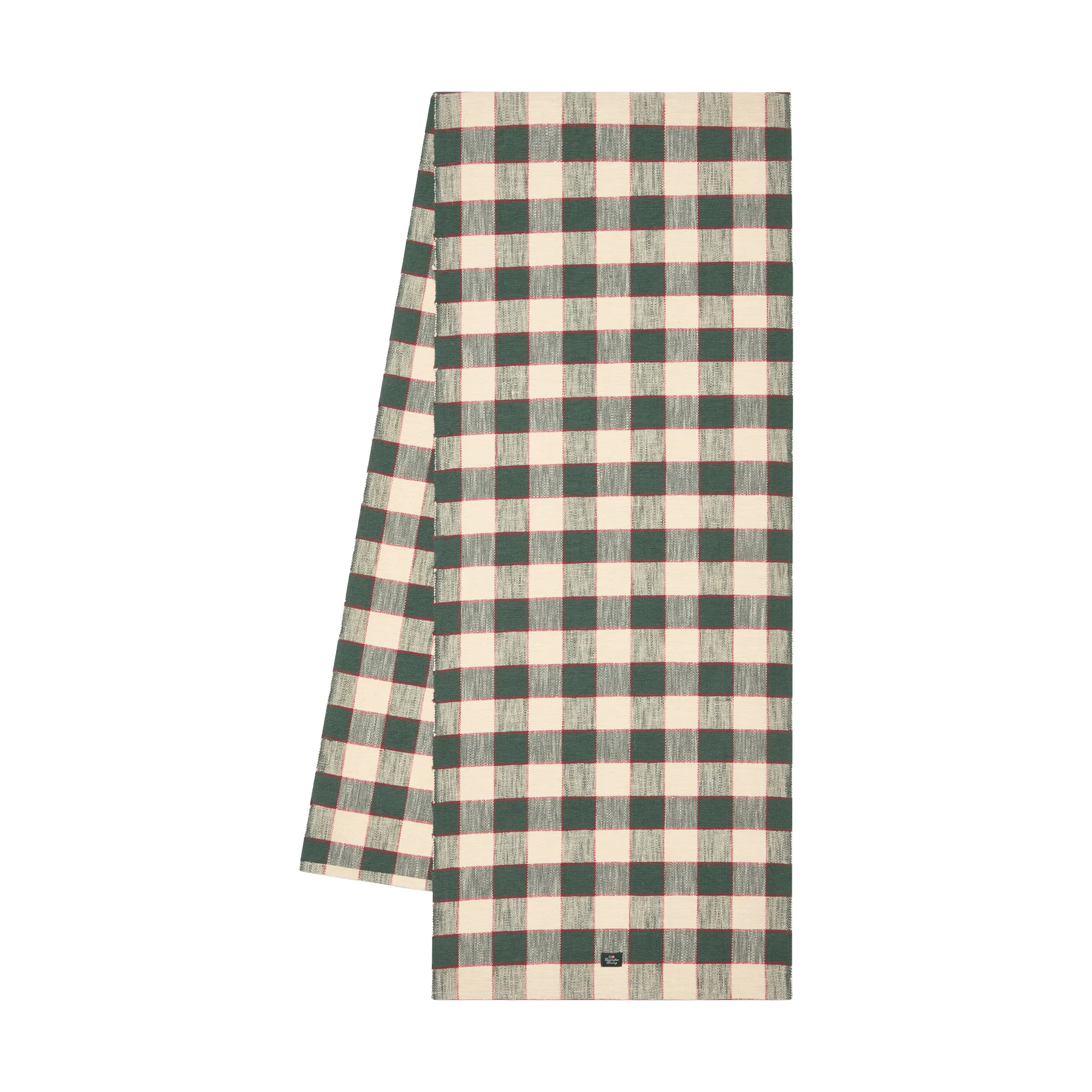 Checked tafelloper van biologisch katoen, Green-Light beige-red, 50x250 cm Lexington