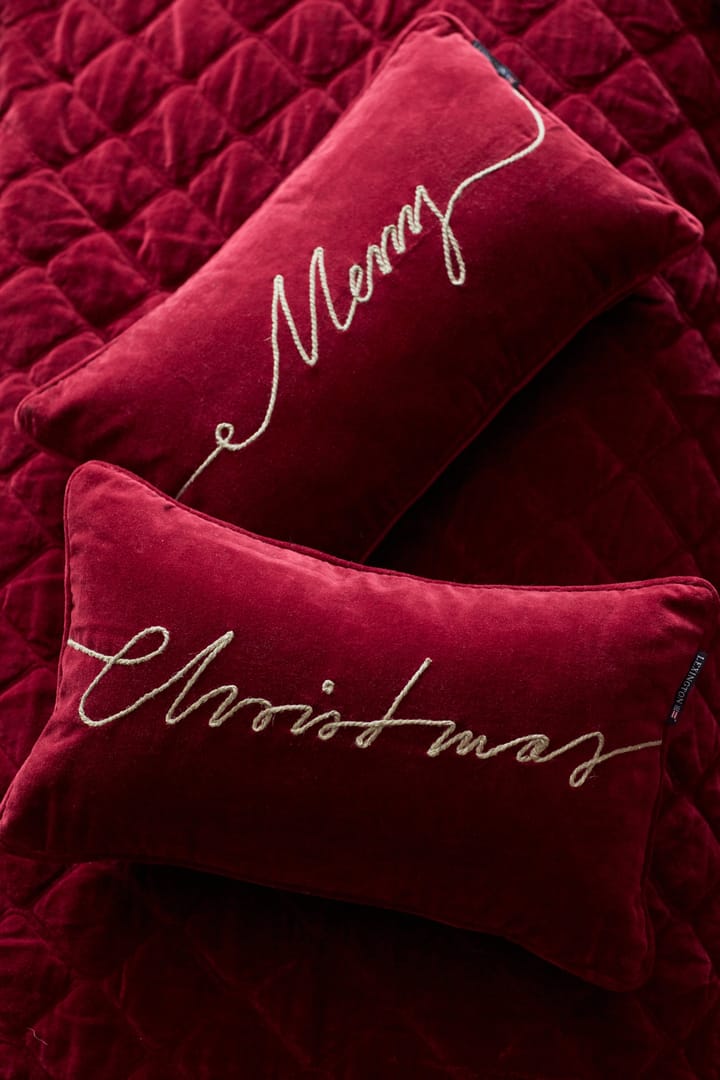 Christmas Organic Cotton Velvet kussen 30x50 cm, Red Lexington