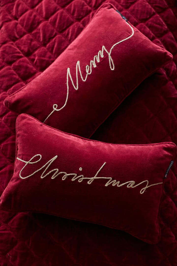 Christmas Organic Cotton Velvet kussen 30x50 cm - Red - Lexington