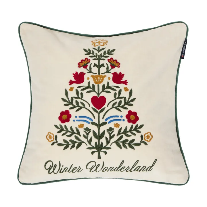 Christmas Tree velvet kussenhoes - Light beige-multi, 50x50 cm - Lexington