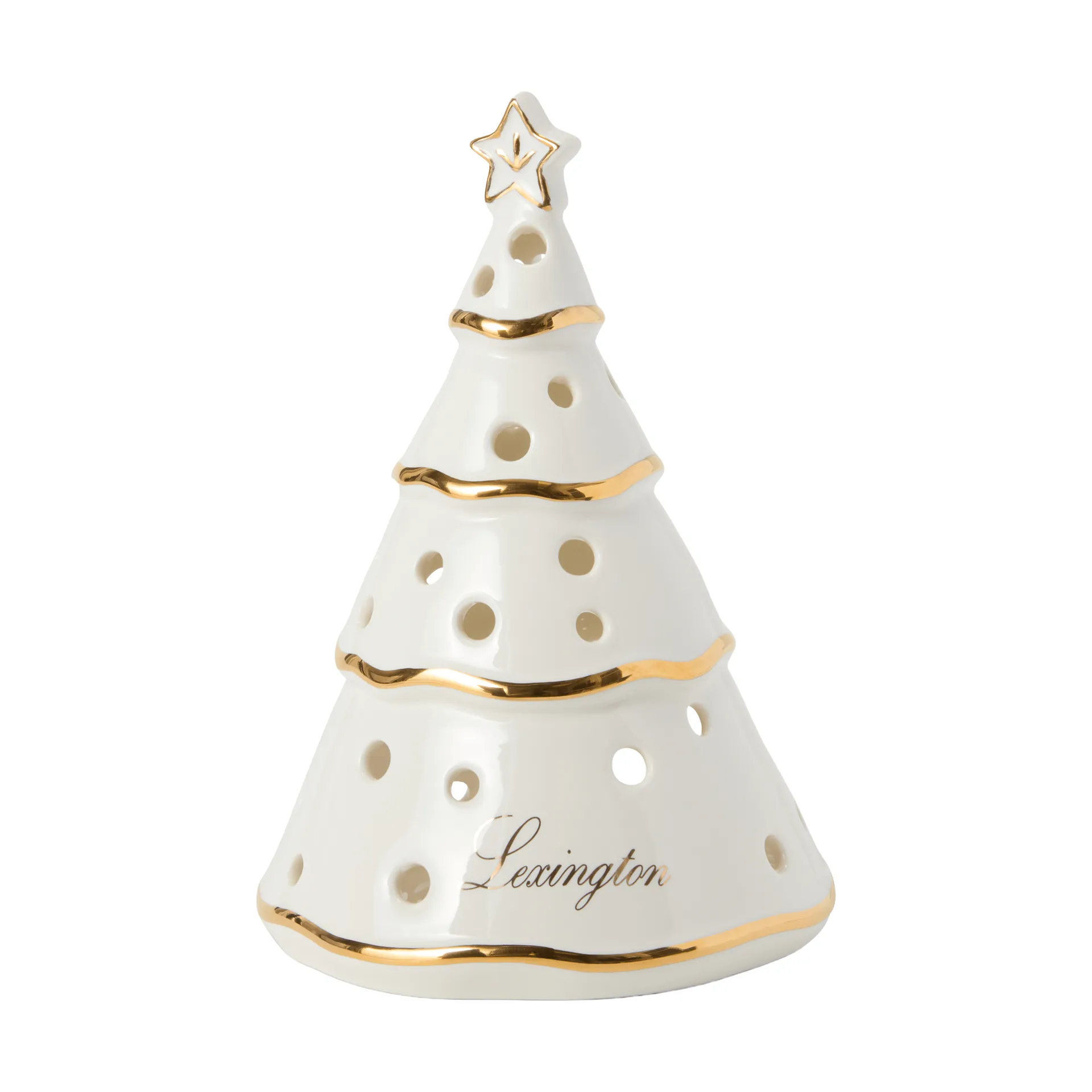 Christmas Tree waxinelichthouder, White-gold, 16,5 cm Lexington