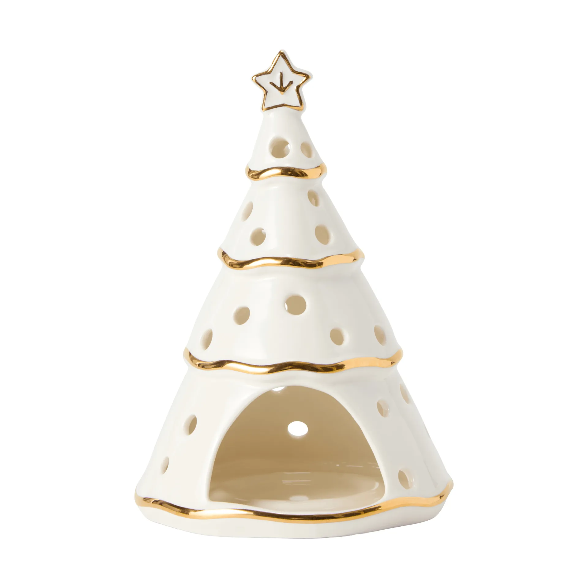 Christmas Tree waxinelichthouder, White-gold, 16,5 cm Lexington