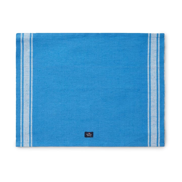 Cotton Jute Placemat with Side Stripes 40x50 cm - Blauw-wit - Lexington