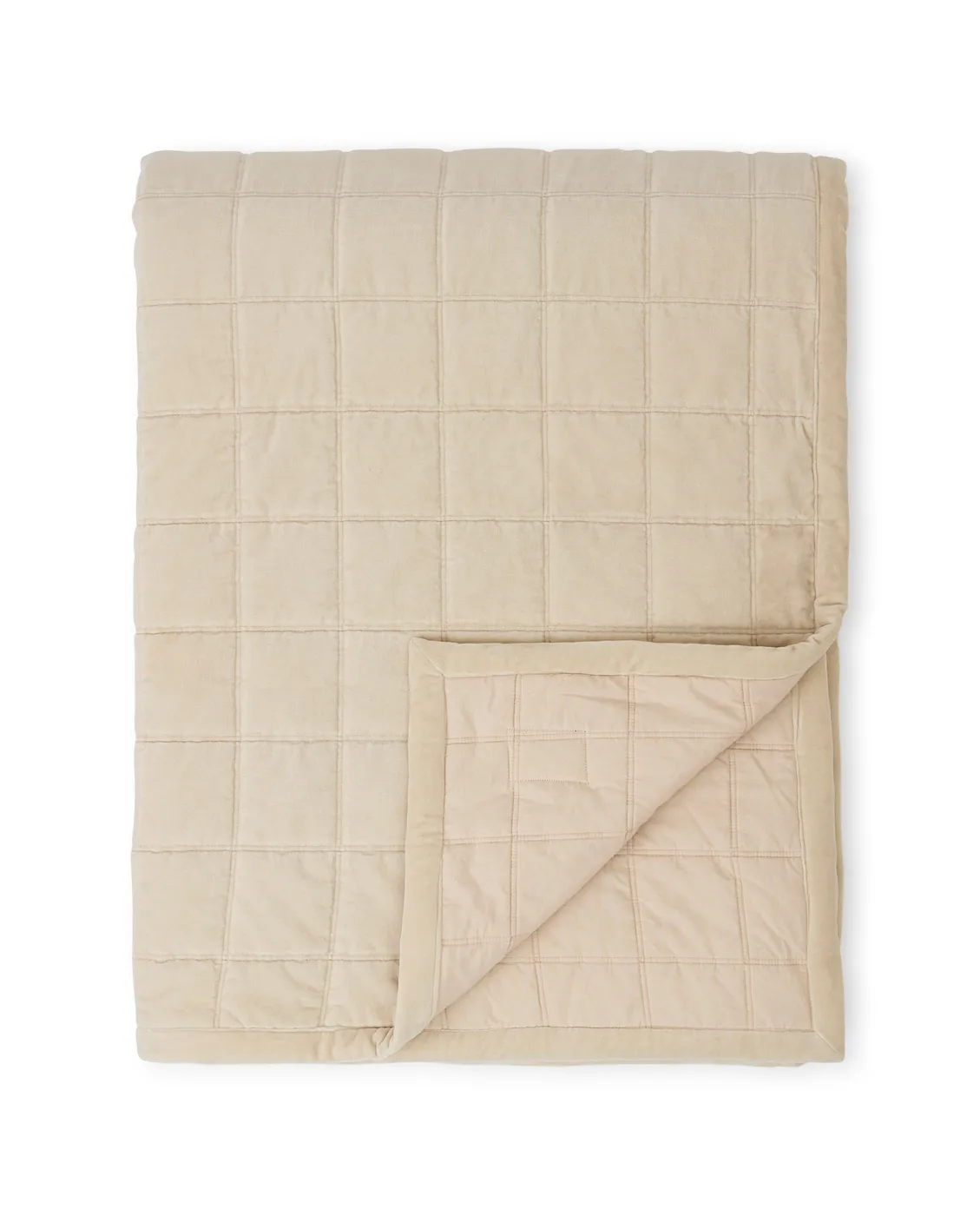 Cotton Velvet quilted sprei 160x240 cm, Light beige Lexington