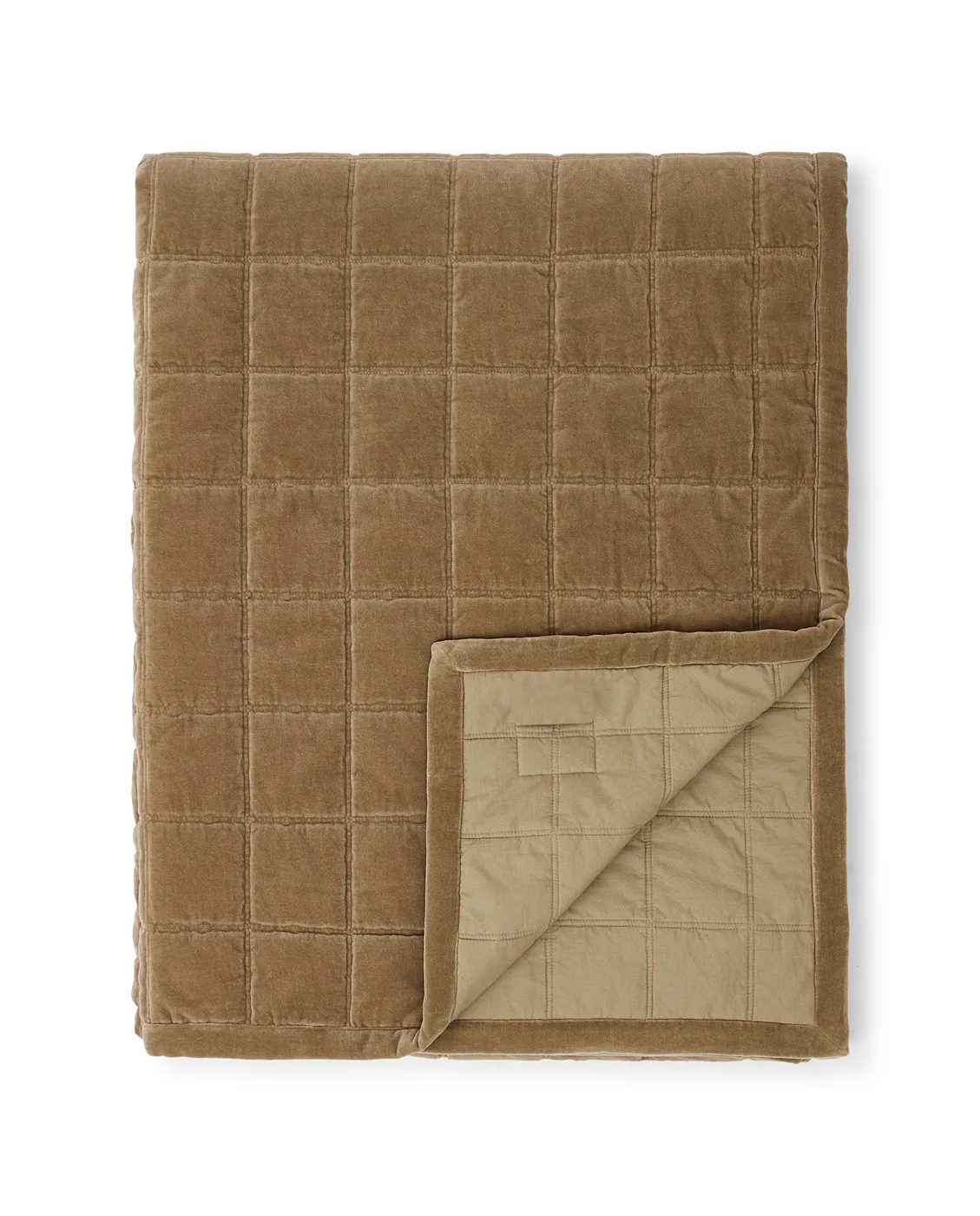 Cotton Velvet quilted sprei 160x240 cm, Walnut Lexington